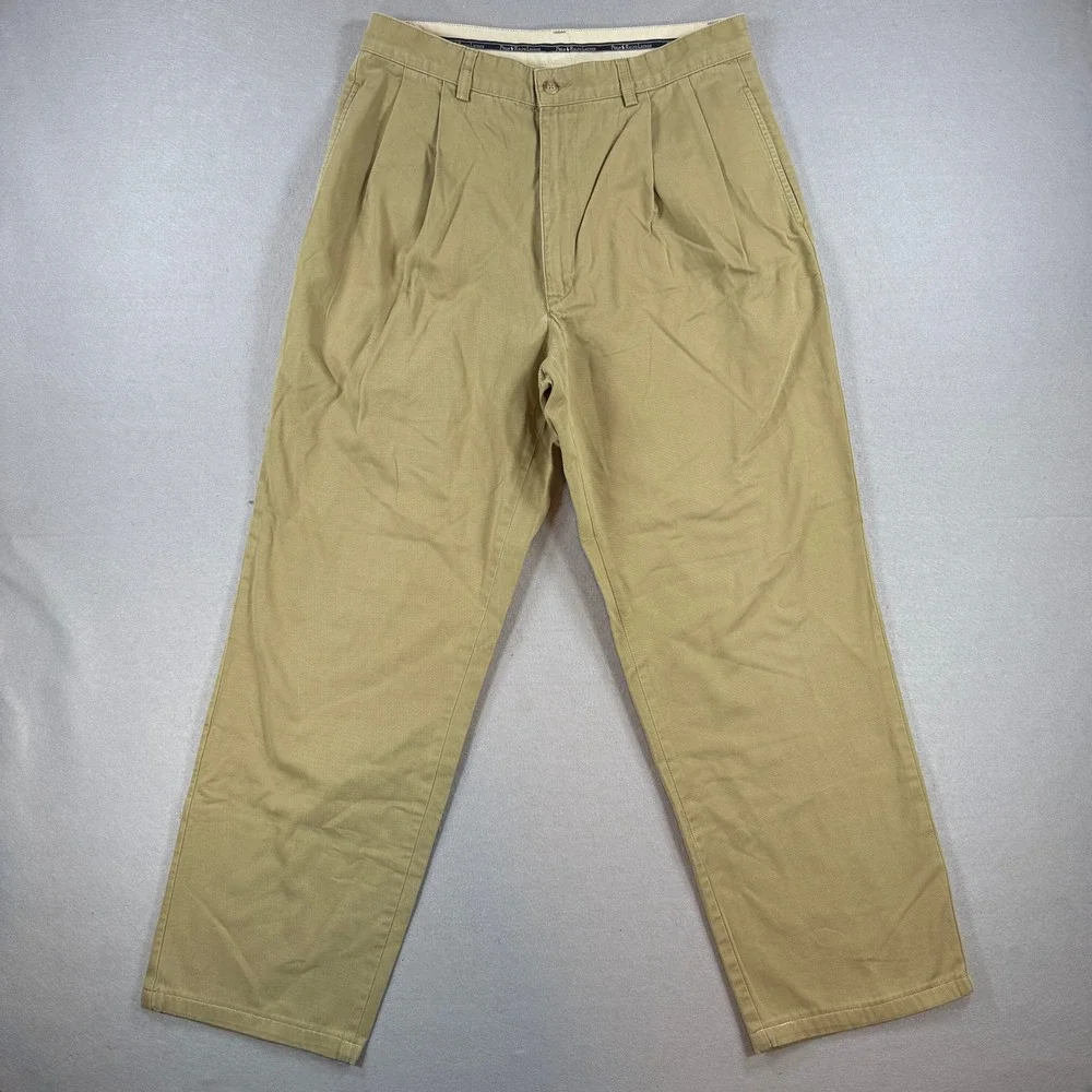 Polo Ralph Lauren Hammond Pant Men 33x32 Tan Pleated Chino Cotton Casual Classic